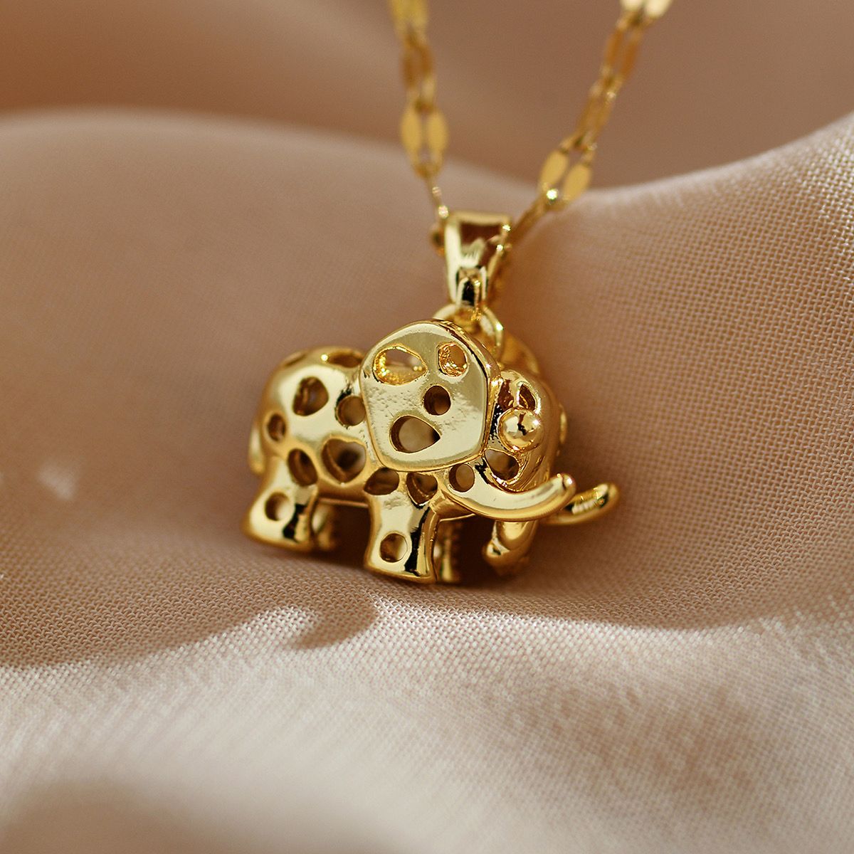 Royal Fortuna Elephant Gold Pendant Necklace