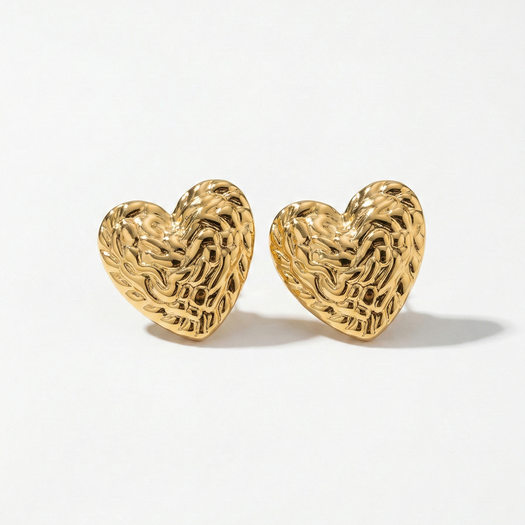 Amora Sculpted Gold Heart Earrings