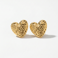 Amora Sculpted Gold Heart Earrings
