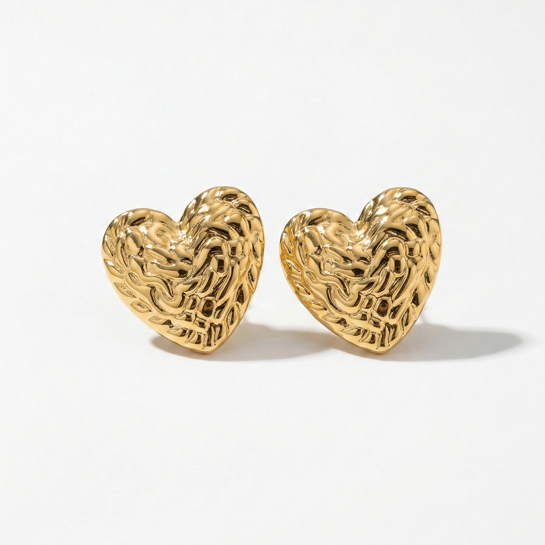 Amora Sculpted Gold Heart Earrings