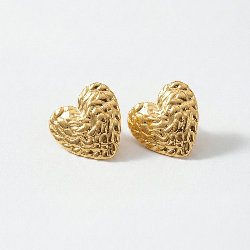 Amora Sculpted Gold Heart Earrings