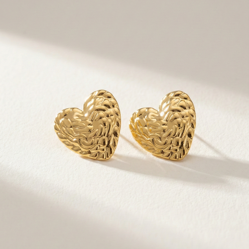 Amora Sculpted Gold Heart Earrings