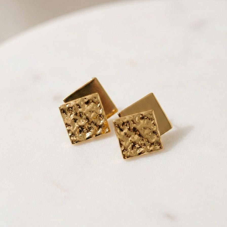 Valencia Textured Gold Cuff Earrings