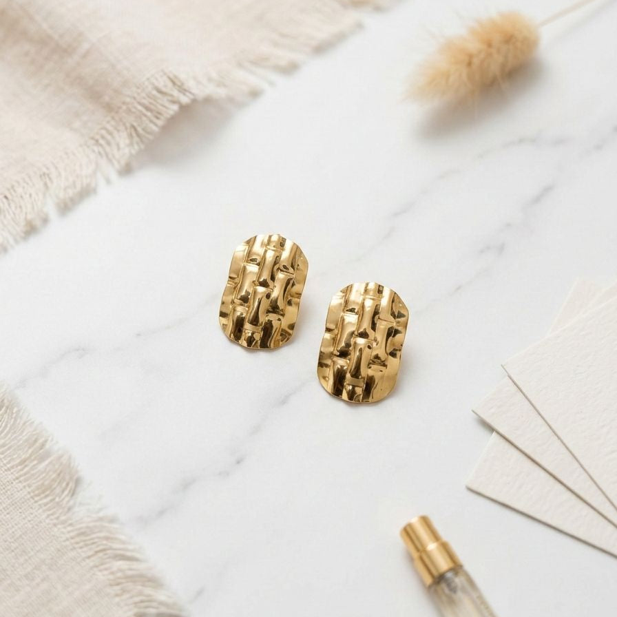 Seraphine Woven Gold Stud Earrings