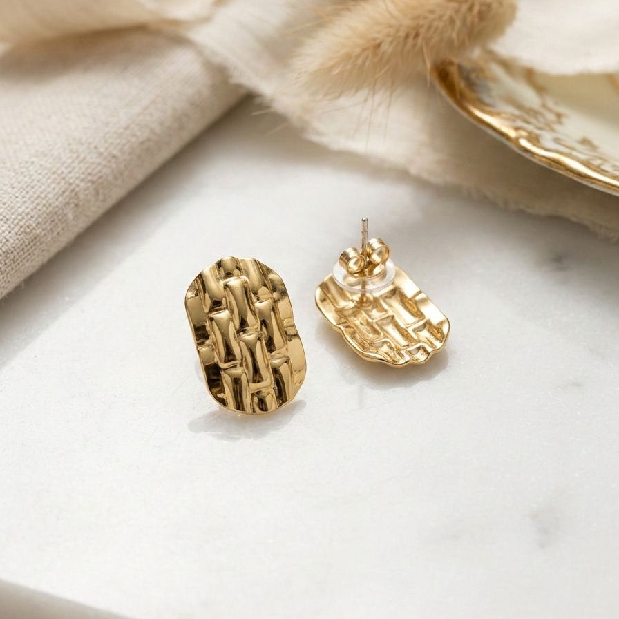 Seraphine Woven Gold Stud Earrings