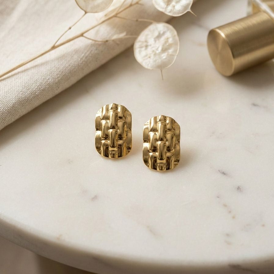 Seraphine Woven Gold Stud Earrings