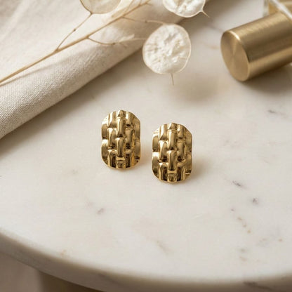 Seraphine Woven Gold Stud Earrings