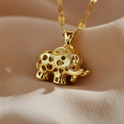 Royal Fortuna Elephant Gold Pendant Necklace