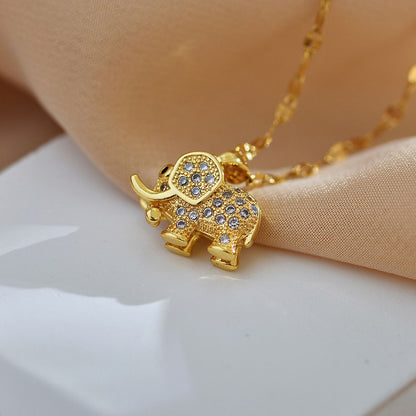Royal Fortuna Elephant Gold Pendant Necklace