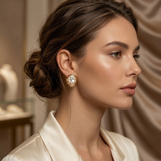 Aurélia Baroque Pearl Gold Earrings